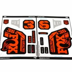 KIT DE STICKERS CUSTOM POUR FOURCHE FOX 36 FACTORY BLACK/ORANGE GLOSS
