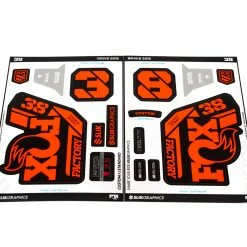 KIT DE STICKERS CUSTOM POUR FOURCHE FOX 38 FACTORY BLACK/ORANGE GLOSS